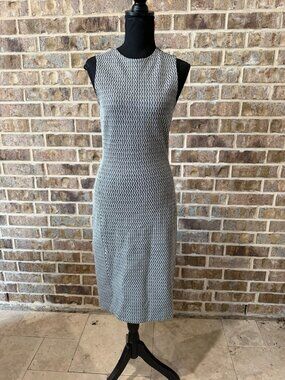 Theory Ekundayo Stretch Knit Grey Black Pattern Sleeveless Sheath Dress size 2